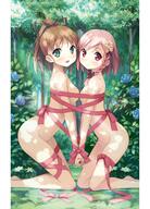 2girls absurd_resolution absurdres bangs bare_legs barefoot bdsm blue_flower blush bondage bound bound_together braid breast-to-breast breast_press breasts brown_hair bush bushes censored closed_mouth collarbone convenient_censoring day digital_version eye_contact eyebrows eyebrows_visible_through_hair feet female flower forest from_side green_eyes hair_flower hair_ornament hair_ribbon hand_holding high_resolution highres holding_hands in_profile interlocked_fingers kantoku kneeling large_filesize leaf leaning leaning_forward legs light_rays loli loli_face looking_at_another looking_at_viewer medium_hair minagawa_yuuhi multiple_females multiple_girls naked_ribbon nature non-web_source official_art on_ground outdoors outside pink_eyes pink_hair pink_ribbon point_of_view ponytail questionable ribbon ribbon_bondage sankaku_channel short_hair side_braid small_breasts smile sunbeam sunlight swept_bangs symmetrical_docking symmetrical_pose tagme tail take_your_pick tied_hair tree very_high_resolution yande.re your_diary yua_(your_diary) // 2315x3224 // 7.8MB