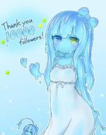 +_+ 2girls blue_bow blue_hair blue_sclera blue_skin blush bow breasts chibi closed_mouth colored_sclera colored_skin contrapposto curss dress english english_text eye_contact eyes face facial_expression female goo_girl hair_bow hair_ornament heart heterochromia high_resolution long_hair looking_at_another looking_at_viewer milestone_celebration monster_girl multiple_females multiple_girls original outline point_of_view purple_eyes safe slime slime_girl slime_monster small_breasts smile solo_focus sparkle sundress tenori_(curss) text wet wet_clothes wet_dress white_dress white_outline wrist_bow yellow_eyes // 950x1200 // 139.6KB
