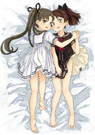 10s 2_girls 2girls abe_kanari alternate_costume anthropomorphism asymmetrical_hair ayanami_(kancolle) ayanami_(kantai_collection) ayanami_destroyer back bare_legs barefoot bedsheet black_dress blush bodily_fluids brown_eyes brown_hair dakimakura dakimakura_(medium) danbooru dress dress_pull dress_tug duo eyes face facial_expression feet female fringe from_above full-length_portrait full_body girl green_eyes groin hair hair_ornament hair_ribbon hair_tie hand_holding high_ponytail holding_hands interlocked_fingers kantai_collection kneepits legs light_erotic long_hair looking_at_viewer looking_back lying mature multiple_females multiple_girls no_panties on_back on_stomach open_mouth photoshop_(medium) ponytail questionable ribbon ribbon_(ribbons) safe sailor_collar sailor_dress sankaku_channel shikinami_(kancolle) shikinami_(kantai_collection) shikinami_destroyer short short_hair short_sleeves shoujo_ai side_ponytail sleeves smile soles sweat tall_image tears tied_hair top_pull white_dress yellow_eyes // 790x1120 // 552.2KB