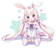 1_female amimi animal_ears apron bunny_ears commission dress ears face facial_expression female footwear hair hair_ornament hairclip high_resolution long_hair open_mouth original pink_dress pink_eyes pink_footwear pink_hair rabbit_ears safe shoes short short_dress short_sleeves sitting skeb_commission sleeves smile solo striped striped_legwear thighhighs tied_hair twintails very_long_hair white_apron wrist_cuffs // 1769x1516 // 1.1MB