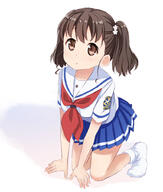 1_female abe_kanari all_fours badge black_hair blue_skirt brown_eyes brown_hair danbooru eyes female footwear formal fringe full_body girl hair hair_tie high_school_fleet junk_tag legwear looking_up mature neck neckerchief neckwear no_shoes on_all_fours pleated_skirt red_neckwear safe sailor_uniform school_uniform schoolgirl_uniform serafuku shiretoko_rin short short_hair short_sleeves short_twintails simple_background single skirt sleeves socks solo tall_image tied_hair twintails uniform white_background white_legwear white_socks yokosuka_girls_marine_high_school_uniform // 865x1020 // 333.1KB