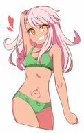 1_female arm_behind_head arm_up bad_id bad_twitter_id bangs bare_shoulders blush bow bow_bra bow_panties bra breasts brown_skin chawan_(yultutari) chloe_von_einzbern crop_top danbooru dark-skinned_female dark_skin explicit eye_contact eyes face facial_expression fang fangs fate fatekaleid fatekaleid_liner_prisma_illya female green_bra green_panties grin hair heart high_resolution lolibooru.moe long_hair looking_at_another looking_at_viewer mature navel orange_eyes panties pink_hair point_of_view questionable safe sankaku_channel shoulders simple_background small_breasts smile solo stomach stomach_tattoo swept_bangs tattoo thighs underwear v-shaped_eyebrows white_background // 1020x1600 // 119.8KB