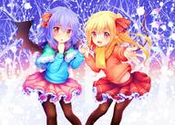 2girls alternate_costume atfbooru.ninja bad_id bad_twitter_id bangs black_legwear blonde_hair blush capelet cowboy_shot crystal d ears explicit eyes face facial_expression female flandre_scarlet foreshortening frilled_skirt frills fur fur_trim hair hair_ribbon hair_tie hand_holding holding_hands legwear loli lolibooru.moe looking_at_viewer miniskirt multiple_females multiple_girls no_hat no_headwear open_mouth pantyhose pink_skirt point_of_view pointy_ears ponytail purple_hair reaching_out red_eyes red_ribbon red_skirt remilia_scarlet ribbon rimu rimu_(kingyo_origin) safe scarf short_hair siblings side_ponytail sisters skirt slit_pupils smile snow snowing sweater tied_hair topwear touhou touhou_project tree_shade triangle_mouth wings yellow_scarf young // 900x648 // 135.6KB
