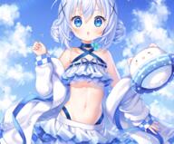 animal aqua_eyes bikini blush choker cloud clouds cropped female gochuumon_wa_usagi_desu_ka gochuumon_wa_usagi_desu_ka? kafuu_chino konachan loli nami_(nyaa) rabbit safe skirt sky swim_ring swimsuit swimwear tippy_(gochiusa) water white_hair // 1000x829 // 1.6MB