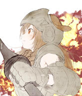 1_female 1girl animal_ears armor braid brown_eyes brown_hair dog_ears dog_girl ears explosion eyes female gloves headwear helmet high_resolution highres hololive inugami_korone korone_ch. long_hair low_twin_braids makaimura polearm safe sankaku sankaku_channel tamanoi_peromekuri tied_hair twin_braids virtual_youtuber weapon // 1204x1400 // 1.1MB