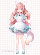 1_female 1girl animal_ears animal_tail apron aqua_dress bow brown_hair commentary_request d danbooru dress ears explicit face facial_expression fang female fox_ears fox_tail frilled_dress frills full-length_portrait full_body gelbooru hair_bow high_resolution highres light_brown_hair long_hair mutou_mato open_mouth original pink_eyes safe safebooru short short_sleeves simple_background sleeves smile solo tail two-tone_background very_long_hair // 1100x1500 // 241.9KB