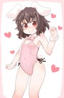 1_female animal_ears animal_tail black_hair blush bodily_fluids bow bowtie brown_hair bunny_ears bunny_suit bunny_tail detached_collar downscaled ears explicit eyes face facial_expression female hair heart high_resolution inaba_tewi kibisake looking_at_viewer md5_mismatch playboy_bunny point_of_view red_eyes resized safe short_hair smile solo sweat tail touhou wrist_cuffs // 1024x1568 // 109.3KB