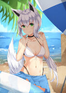 1_female ahoge animal_ears animal_tail azur_lane bangs bare_arms bare_shoulders beach belly bikini black_choker blue_skirt blue_sky blush bra breasts canine chahei choker cleavage closed_mouth collarbone commentary danbooru day ears eyebrows eyebrows_visible_through_hair eyes face facial_expression female fox fox_ears fox_girl fox_tail fubuki gelbooru green_eyes groin hair hair_between_eyes hands_up highleg highleg_bikini hololive horizon inner_tube jewelry landform mammal medium_breasts miosuper navel neck necklace ocean outdoors outside pleated_skirt safe shirakami_fubuki shoulders skirt sky smile solo stomach swimsuit swimwear tail underwear virtual_youtuber water white_bikini ホロライブkan-sen 白上フブキ(アズールレーン) 茶餅＠お仕事募集中 // 802x1135 // 695.2KB