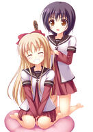 2girls clothing female funami_yui high_resolution multiple_females nanamori_school_uniform potential_duplicate psyche3313 safe sankaku_channel school_uniform seifuku simple_background toshinou_kyouko uniform yande.re yuru_yuri // 1098x1552 // 668.5KB