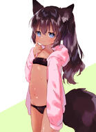 1_female 1girl bikini black_bikini black_hair blue_eyes dark-skinned_female dark_skin eyes face facial_expression female finger_to_cheek hair high_resolution highres hood hood_down hoodie long_hair long_sleeves looking_at_viewer mutou_mato naked_hoodie open_clothes open_hoodie original pink_hoodie ponytail safe sleeves_past_fingers sleeves_past_wrists smile swimsuit swimwear tied_hair // 1200x1659 // 479.3KB