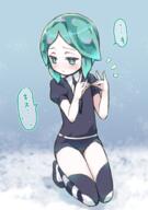 13 1_other 1other amimi androgynous blush explicit eyes gem_uniform_(houseki_no_kuni) green_eyes green_hair hair houseki_no_kuni kneeling looking_away mosamosakun perspective phosphophyllite safe short_hair shy snow solo spoilers uniform あみみ フォスフォフィライト 宝石の国 // 458x650 // 253.1KB