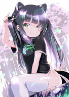 1_female animal_ear_fluff animal_ears arm_up bangs black_dress black_hair blue_archive blunt_bangs chinese_clothes chinese_dress dress ears eyes face facial_expression female green_eyes hair high_resolution legwear lolibooru.moe long_hair omochishiki safe short short_sleeves shun_(blue_archive) sitting sleeves smile solo thighhighs thighs tiger_ears tiger_girl twintails white_legwear // 848x1200 // 130.7KB