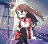 1_female 1girl amimi backpack bag beads black_legwear blue_eyes brown_hair clothing eyes face facial_expression female hair_ornament hairclip high_resolution highres knee_up legwear long_hair original p pattern plaid plaid_skirt randosel randoseru red_skirt safe school_uniform shirt short short_sleeves sitting skirt sleeves smile solo string thigh-highs thighhighs tongue tongue_out uniform white_shirt // 1769x1646 // 3.3MB