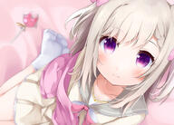 1_female animal_ears animare bare_legs blurry bow candy cardigan depth_of_field dress ears face facial_expression female food footwear high_resolution legs legwear lolibooru.moe lollipop long_hair looking_at_viewer open_cardigan open_clothes purple_eyes safe sailor_dress sch shiromiya_mimi silver_hair smile socks virtual_youtuber white_legwear // 2000x1434 // 909.7KB