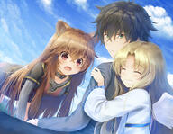 1_male 1boy 2_females 2girls all_fours animal_ear_fluff animal_ears animal_tail bangs blonde_hair blue_sky brown_hair collar crossed_bangs danbooru day ears eyebrows eyebrows_visible_through_hair eyes face facial_expression feathered_wings feathers female filo_(tate_no_yuusha_no_nariagari) firo_(tate_no_yuusha_no_nariagari) garrison_cap gelbooru green_eyes group hair hair_between_eyes iwatani_naofumi lolibooru.moe long_hair looking_at_another male multiple_females multiple_girls outdoors outside parted_bangs photoshop_(medium) pixiv_id_942719 psyche3313 raccoon_ears raccoon_tail raphtalia red_eyes safe sankaku_channel sky smile tail tate_no_yuusha_no_nariagari trio white_wings wings // 1486x1152 // 1.0MB