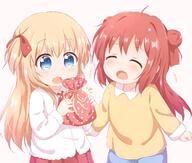 +++ 2girls ^_^ akaza_akari araki495 bangs blonde_hair blue_eyes blue_shorts blush child closed_eyes clothing collar collared_shirt commentary_request d double_bun eyebrows eyebrows_visible_through_hair eyes face facial_expression female gift hair hair_between_eyes holding holding_gift lolibooru.moe long_hair long_sleeves multiple_females notice_lines open_mouth pleated_skirt red_hair red_skirt safe shirt short_shorts shorts simple_background skirt sleeves_past_wrists smile toshinou_kyouko two_side_up very_long_hair white_background white_shirt yellow_shirt young younger yuru_yuri // 1477x1257 // 1.2MB