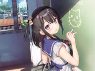 black_hair clothing cropped hair kantoku original purple_eyes scan school_uniform shizuku_(kantoku) short_hair uniform // 2848x2136 // 1.7MB