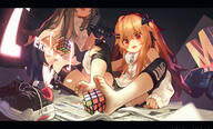 2girls bare_shoulders barefoot brown_hair camera detached_sleeves eyebrows eyebrows_visible_through_hair fang fangs feet female footwear footwear_removed girls_frontline hair head_out_of_frame holding holding_camera holding_object loli long_hair multiple_females newspaper open_mouth panties pixiv_15849699 pixiv_79165761 questionable rubik's_cube safe scar scar_across_eye shoes shoulders sitting skin_fang sneakers soles solo_focus squatting tagme tianliang_duohe_fangdongye toes ump45 ump45_(girls'_frontline) ump9 ump9_(girls'_frontline) underwear zipper zipper_pull_tab 魔方行动 // 1960x1180 // 1003.9KB
