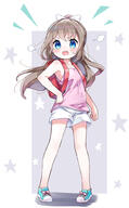 1_female 1girl amimi backpack bag barefoot blue_eyes blue_footwear brown_hair commission eyes feet female footwear full-length_portrait full_body hand_on_hip hips js legs legwear loli long_hair mosamosakun no_socks open_mouth original original_character pink_tank_top ponytail randoseru ribbon safe sankaku_channel shoes short_shorts shorts skeb_commission solo tank_top tied_hair white_shorts あみみ ぷんすか オリジナル キャミソール 素足ランドセル // 621x1000 // 269.6KB