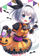 1_female ascot basket black_gloves black_hairband black_neckwear black_ribbon blue_eyes blush candy costume cowboy_shot eyebrows eyebrows_visible_through_hair eyes fang female food gloves hair hair_ribbon hairband halloween halloween_costume high_resolution holding holding_basket konpaku_youmu konpaku_youmu_(ghost) lolibooru.moe lollipop open_mouth orange_skirt orange_vest puffy_short_sleeves puffy_sleeves ribbon safe short short_hair short_sleeves silver_hair simple_background skin_fang skirt sleeves solo suzuno_naru touhou vest white_background // 894x1283 // 923.2KB