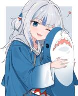 1_female bangs blue_eyes blue_hair blue_hoodie blunt_bangs danbooru eyes female gawr_gura gelbooru hair hair_ornament heart holding hololive hololive_english holomyth hood hoodie ikea_shark lolibooru.moe medium_length_hair multicolored_hair one_eye_closed open_mouth poyano poyason safe shark_girl shark_hair_ornament shark_print sharp_teeth silver_hair sleeves_past_wrists solo streaked_hair stuffed_animal stuffed_shark stuffed_toy teeth two_side_up virtual_youtuber wide_sleeves // 1348x1663 // 1.1MB