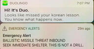 alert duolingo lesson memes missle_threat // 700x368 // 62.0KB