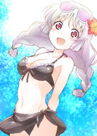 1_female 1girl 2d_art 3 absurd_resolution absurdres arms_behind_back bare_shoulders bikini bikini_top bikini_top_only black_bikini black_sarong black_swimsuit blush braid breasts brown_eyes cleavage collarbone commentary_request d eyebrows eyebrows_visible_through_hair eyes eyewear eyewear_on_head face facial_expression fantasista_doll female flower frilled_bikini frilled_bikini_top frills front-tie_top groin hair hair_flower hair_ornament hair_tie high_resolution highres inou-battle_wa_nichijou-kei_no_naka_de kin-iro_mosaic kinmoza kujou_karen kushikawa_hatoko long_hair looking_at_viewer medium_breasts musedash navel neck nyama open_mouth pinei2007 pink-tinted_eyewear pixiv_75541465 point_of_view red_eyes red_flower safe sarong short_eyebrows shoulders silver_hair sketch smile solo stomach sunglasses swimsuit swimwear thick_eyebrows tinted_eyewear twin_braids white-framed_eyewear 落書き // 3000x4197 // 6.1MB