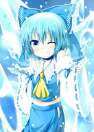 1_female 1girl chata_maru_(irori_sabou) chatamaru_(irori_sabou) cirno cosplay face facial_expression female grin hakurei_reimu hakurei_reimu_(cosplay) one_eye_closed pixiv_11803540 reimu_hakurei safe sankaku_channel smile solo touhou touhou_project wink 巫女チルノ合同誌！ // 714x1000 // 111.3KB