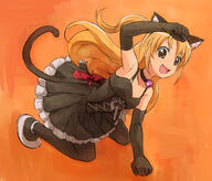 1_female 1girl 2d_art all_fours amamiya_rizumu animal_ears animal_tail armwear asymmetrical_hair bad_id bad_pixiv_id black_dress black_outfit blonde_hair brown_eyes cat_ears cat_tail dress ears elbow_gloves eyes female gloves hair harune_aira high_resolution long_hair mars♪ nekomimi nyama orange orange_background orange_hair pantyhose pinei2007 pixiv_22740587 ponytail pretty_(series) pretty_rhythm pretty_rhythm_aurora_dream safe side_ponytail simple_background solo syn_sophia tail tied_hair ねこりずむ // 2013x1721 // 1.2MB