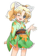 1_female 1girl 2d_art 6 animal_ears bad_id bad_pixiv_id barefoot blonde_hair blue_eyes blush cat_ears earrings ears explicit eyes fang fangs feet female green_kimono hair high_resolution highres japanese_clothes jewelpet_(series) jewelpet_twinkle jewelry kimono kmb loli miria_marigold_mackenzie nyama one_eye_closed pinei2007 pixiv_20249396 pixiv_7499 safe short_hair short_kimono short_yukata solo swimsuit swimwear tied_hair twintails wink young yukata これは水 ジュエルペット300users入り ジュエルペットてぃんくる☆ ミリア 完全無欠の美少女 最近のkmb2 沙羅(ジュエルペットてぃんくる☆) // 1181x1575 // 294.2KB