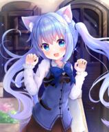 1_female animal_ear_fluff animal_ears arms_raised_up black_skirt blue_eyes blue_hair blue_vest cat_ears catgirl claw_pose clothing ears eyes face facial_expression fang feline_characteristics female gochuumon_wa_usagi_desu_ka? hair hair_ornament hairclip high_resolution kafuu_chino lolibooru.moe long_hair looking_at_viewer nekopurin_(nyanko_prin) open_mouth outdoors outside rabbit_house_uniform safe shirt skirt smile solo twintails vest white_shirt // 1950x2350 // 4.9MB