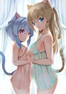 2021 2d_art 2girls animal_ears animal_humanoid animal_tail ass babydoll bangs bare_arms bare_shoulders blue_eyes blue_hair blush braid brown_hair cat_ears cat_humanoid cat_tail catgirl closed_mouth clothing commentary_request curtains duo ears eyebrows eyebrows_visible_through_hair eyes face facial_expression felid_humanoid feline feline_characteristics feline_humanoid female femalefemale gown hair hair_between_eyes hand_holding herumonnnulu high_resolution humanoid interlocked_fingers lesbian lingerie looking_at_viewer mammal mammal_humanoid multiple_females negligee nekomimi nightgown nightwear one_side_up open_mouth original panties parted_lips pink_eyes pixiv_2495644 pixiv_94200377 purple_eyes questionable raised_tail safe sankaku see-through shiredo shoulders sleepwear smile sora_(silent_square) tail tail_raised tan_hair thighs tied_hair underwear underwear_only white_panties white_underwear yellow_panties young しれど 🐈ベビードールにゃんにゃん🐈 // 1158x1637 // 1.6MB