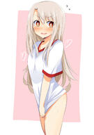 1_female 1girl bangs bare_legs blush bodily_fluids breasts chata_maru_(irori_sabou) clothes_pull clothing commentary_request covering covering_crotch embarrassed explicit eyebrows eyebrows_visible_through_hair eyes fate fatestay_night fate_(series) fate_stay_night female flying_sweatdrops gym_uniform hair heart high_resolution illyasviel_von_einzbern legs lolibooru.moe long_hair looking_at_viewer open_mouth pink_background questionable red_eyes safe sankaku_channel shirt shirt_pull shirt_tug short short_sleeves simple_background sleeves small_breasts solo standing standing_position sweat tearing_up uniform white_background white_shirt // 1500x2129 // 175.3KB