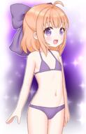 1 1_female 2d_art ami_(ammy33) ammy33 bikini blush explicit eyes face facial_expression female flat_chest hair_ribbon junk_tag loli open_mouth original pixiv_6059908 pixiv_94825875 purple_bikini purple_eyes purple_ribbon ribbon safe smile solo swimsuit swimwear あみ // 1600x2500 // 2.2MB