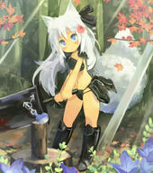 1_female 1girl animal_ears animal_tail armor autumn_leaves avian bikini bikini_armor bird blue_eyes blush blush_stickers child commentary_request ears eyes face facial_expression female flower fox_ears fox_tail hair_flower hair_ornament holding leaf light_rays log long_hair midriff navel original paprika_shikiso pashikiso revealing_armor safe smile solo stomach sunbeam sunlight swimsuit swimwear sword tail tree weapon white_hair young // 822x930 // 468.8KB