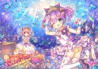 2girls ;d air_bubble anchor anthropomorphization armwear azur_lane black_footwear black_ribbon blue_flower blush bouquet bubble chain clothing clownfish coa commentary_request coral coral_reef crown dappled_sunlight dress duo elbow_gloves eyes face facial_expression female fish flower footwear gem gloves green_eyes hair hair_flower hair_ornament hair_ribbon headwear heels high_heels holding holding_bouquet holding_object implied_nopan in_water javelin javelin_(azur_lane) jellyfish juno_(azur_lane) legs legwear long_hair looking_at_viewer looking_to_the_side mini_crown multiple_females multiple_girls o object_namesake one_eye_closed open_mouth outdoors outside pink_hair pjrmhm_coa point_of_view purple_eyes purple_hair ribbon rose ruby_(gemstone) ruby_(stone) safe shirt shoes sleeveless sleeveless_dress smile standing standing_on_one_leg standing_position suction_cup suction_cups sunlight tentacles thigh-highs thighhighs tiara treasure_chest two_side_up underwater very_long_hair water weapon wedding_dress white_dress white_gloves white_legwear wink yellow_flower yellow_rose ケッコン(アズールレーン) ジュノー ジュノー(ロイヤル) 水中の花嫁 海中 // 1000x710 // 1.1MB