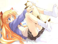 1_female animal bed bed_sheet between_legs blonde_hair blue_eyes cat cat_between_legs clothing danbooru e=mc2 e=mc2_(mosimosi) explicit eyes feet feline female footwear gelbooru girl hair hair_ribbon jacket kanon key_(studio) legs_up light_erotic long_sleeves lying mammal miniskirt on_back open_mouth panties pantyshot pantyshot_(lying) pantyshot_sitting pillow piro red_hair ribbon ribbon_(ribbons) safe sawatari_makoto shirt skirt socks solo striped tied_hair twintails underwear upskirt white_panties white_underwear // 1040x780 // 224.4KB