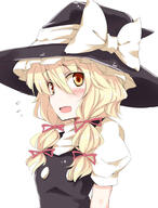 1_female 1girl 7 blonde_hair blush bow chata_maru_(irori_sabou) explicit female hair hair_ornament hair_ribbon hat hat_bow headwear high_resolution kirisame_marisa orange_eyes pixiv_43078687 ribbon safe sankaku_channel solo touhou touhou_project white_bow witch_hat ツメアワセ // 1098x1440 // 131.4KB