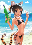 1_female 1girl absurd_resolution absurdres animal_ears animal_tail beach bikini black_hair blurry blurry_background breasts cat_ears cat_tail cleavage cowboy_shot d danbooru day depth_of_field ears explicit extra_ears eyes face facial_expression fangs female finger_on_trigger firearm gelbooru hair hair_ornament hair_ribbon hair_tie halterneck high_resolution highres index_finger_raised kawakami_rokkaku landform looking_at_viewer medium_hair medium_length_hair navel ocean one-piece_tan open_mouth open_smile original outdoors outside petite photoshop_(medium) point_of_view purple_eyes ribbon safe sankaku sankaku_channel scan side-tie_bikini small_breasts smile solo stomach swimsuit swimwear tail tan tan_lines tanline tanned thigh_strap tied_hair tiger_ears tiger_girl_(kawakami_rokkaku) tiger_tail toranoana twintails very_high_resolution violet_eyes water water_gun weapon yande.re // 2252x3110 // 1.8MB