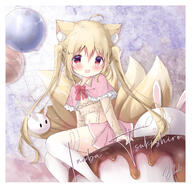 1_female ahoge akatsuki_(ytkg5558) animal_ear_fluff animal_ears animal_tail artist_name balloon bangs beige_shirt blonde_hair blush border bow bowtie capelet cat_ears cat_tail catgirl clothing collar collared_shirt crop_top ears eyebrows eyebrows_visible_through_hair eyes feet_out_of_frame feline_characteristics female food frilled_capelet frills hair hair_between_eyes high_resolution legwear lolibooru.moe long_sleeves looking_at_viewer navel neck neckwear open_mouth original pink_capelet pink_skirt pudding red_bow red_bowtie red_eyes red_neckwear safe shirt sitting_on_food skirt solo stomach stuffed_animal stuffed_toy tail thighhighs twintails white_border white_legwear // 1500x1470 // 745.4KB