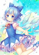 1_female bare_knees bent_knees blue_dress blue_eyes blue_footwear blue_hair blue_ribbon cirno coa@c97_4日目ハ25a dress fairy female frilled_dress frills ice ice_wings knees mythical_character pixiv_2520711 pixiv_76315926 pjrmhm_coa ribbon shiroyagisannkara shoes short_dress short_hair socks solo touhou touhou_project white_legwear wings チルノちゃん // 714x1000 // 986.5KB