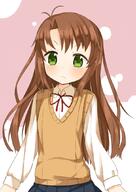 1_female 1_male 1girl < >< angry antenna_hair asahigaoka_school_uniform blush blushing_cheeks brown_hair closed_mouth clothing cowlick dress_shirt explicit eyes female flat_chest frown garrison_cap green_eyes koshigaya_komari long_hair long_sleeves male muku_(muku-coffee) neck_ribbon non_non_biyori pixiv_40293705 ribbon safe sankaku_channel school_uniform shirt solo sweater sweater_vest tagme topwear uniform v-shaped_eyebrows こまちゃん のんのんびより100users入り むく 越谷小鞠 // 752x1062 // 424.7KB