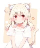 1_female ahoge alternate_costume animal_ears animal_tail bangs blush brown_hair cat_ears cat_tail catgirl clothing clover_print commentary_request ears extra_ears eyebrows eyebrows_visible_through_hair eyes face facial_expression feline_characteristics female fur_shirt gelbooru genshin_impact hair hair_between_eyes high_resolution kemonomimi_mode klee_(genshin_impact) light_brown_hair long_hair looking_at_viewer low_twintails nekomimi orange_eyes pointy_ears safe shirt short short_sleeves sidelocks simple_background sleeves smile solo tail tied_hair tutsucha_illust twintails two-tone_background v_arms white_shirt // 998x1202 // 374.8KB