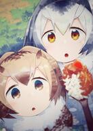 10s 2_girls 2girls arms_at_sides blonde_hair blurry blush bodily_fluids brown_coat brown_eyes brown_hair buttons clip_studio_paint coat commentary_request curry curry_rice dark_hair depth_of_field done drooling eurasian_eagle-owl_(kemono_friends) eurasian_eagle_owl_(kemono_friends) explicit eyelashes eyes feeding female food from_above fur fur_collar fur_trim girl gradient_hair grass green_hair grey_coat grey_hair ground hair high_resolution jpeg_artifacts kemono_friends light_brown_hair looking_at_viewer mizu_asato multicolored_hair multiple_females multiple_girls mza northern_white-faced_owl_(kemono_friends) o open_mouth outdoors outside pepper plant_(plants) point_of_view pov rice safe saliva sankaku_channel short_hair spoon tall_image tareme viewed_from_above としょかんコンビ はやくよこすのです アフリカオオコノハズク(けものフレンズ) カレーライス コノハ博士 ミミちゃん助手 ワシミミズク(けものフレンズ) 水あさと // 1464x2048 // 231.1KB