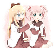 2girls araki495 atfbooru.ninja blonde_hair bow clothing d face facial_expression female hair hair_bobbles hair_bow hair_ornament layered_sleeves loli lolibooru.moe long_hair long_sleeves multiple_females multiple_girls nanamori_school_uniform open_mouth pink_hair pixiv_34240537 pixiv_89056 rum_raisin safe sailor_uniform school_uniform schoolgirl_uniform serafuku short short_over_long_sleeves short_sleeves sitting sleeves smile spoon tied_hair toshinou_kyouko twin_tails twintails uniform yoshikawa_chinatsu young yuru_yuri あーん 理紅 // 890x765 // 485.1KB