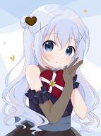 1_female bangs blue_butterfly blue_eyes blue_hair blush box bug butterfly candy chocolate diagonal_stripes eyebrows eyebrows_visible_through_hair eyes female food gift gift_box gloves gochuumon_wa_usagi_desu_ka? hair hair_between_eyes hair_ornament hands_up heart hinata holding holding_gift insect kafuu_chino long_hair looking_at_viewer parted_lips safe solo striped striped_background two-tone_background user_pejx8385 valentine vertical_stripes very_long_hair x_hair_ornament チノ チョコ // 1200x1609 // 756.8KB