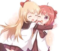 2girls akaza_akari araki495 birthday blonde_hair bow clothing commentary_request double_bun explicit face facial_expression female gift hair hair_bun layered_sleeves long_sleeves multiple_females multiple_girls nanamori_school_uniform pixiv_67971236 pixiv_89056 red_hair safe sailor_uniform school_uniform schoolgirl_uniform serafuku short short_over_long_sleeves short_sleeves sleeves smile tied_hair toshinou_kyouko uniform yuri yuru_yuri あかりー！ 理紅 // 1095x942 // 711.0KB