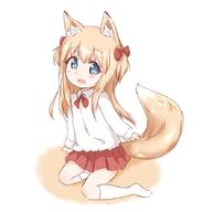 1_female 1girl animal_ears animal_tail araki495 atfbooru.ninja blonde_hair blue_eyes commentary d ears eyes face facial_expression fangs female fox_ears fox_tail hair hair_ornament hair_ribbon kemonomimi_mode kneehighs legwear loli lolibooru.moe long_hair long_sleeves no_shoes open_mouth red_ribbon red_skirt ribbon safe skirt smile solo tail toshinou_kyouko white_legwear young younger yuru_yuri // 851x889 // 63.5KB