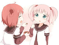 2girls ^_^ ^o^ ahoge akaza_akari aqua_eyes araki495 atfbooru.ninja chocolate closed_eyes clothing commentary_request double_bun feeding female hair hair_bobbles hair_ornament hair_tie ichijinsha loli lolibooru.moe long_sleeves multiple_females multiple_girls nanamori_school_uniform open_mouth pink_hair pixiv_41624311 pixiv_89056 pointing red_hair safe sailor_uniform school_uniform schoolgirl_uniform serafuku short_twin_tails short_twintails tareme tareme_eyes tied_hair twin_tails twintails uniform yoshikawa_chinatsu young yuru_yuri チョコだよぉ 理紅 // 1113x844 // 553.5KB
