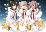 3girls bangs black_hair blue_ribbon blush boots breasts brown_eyes brown_skin chloe_von_einzbern christmas clothes_lift clothing dark-skinned_female dark_skin dress eyes face facial_expression fate fategrand_order fatekaleid_liner_prisma_illya fatestay_night fate_(series) fate_kaleid_liner_prisma_illya fate_stay_night female female_only footwear garter_belt gray_hair hair hair_between_eyes hair_ornament hairclip hoodie illyasviel_von_einzbern jacket kneeling legwear licking licking_lips loli lolibooru.moe long_hair long_sleeves looking_at_viewer low_twintails mikujin_(mikuzin24) mittens miyu_edelfelt multiple_females neck_ribbon orange_eyes panchira_(kneeling) panties pantsu pantyshot pink_hair purple_hair questionable red_eyes red_ribbon ribbon safe sidelocks skirt skirt_lift small_breasts smile stockings thigh-highs thighhighs thighs tied_hair tongue tongue_out twintails underwear updress upskirt white_dress white_hair white_jacket white_legwear yellow_eyes zettai_ryouiki // 2048x1451 // 572.2KB